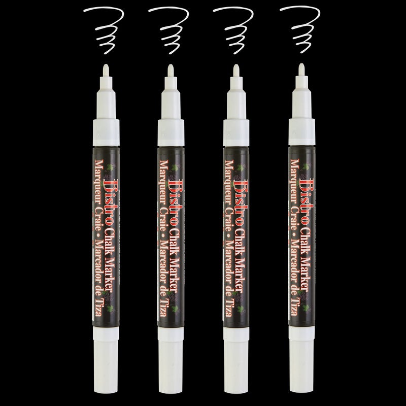 Marvy Uchida Bistro Chalk Marker Fine Point Set 4/Pkg - White - Image 3